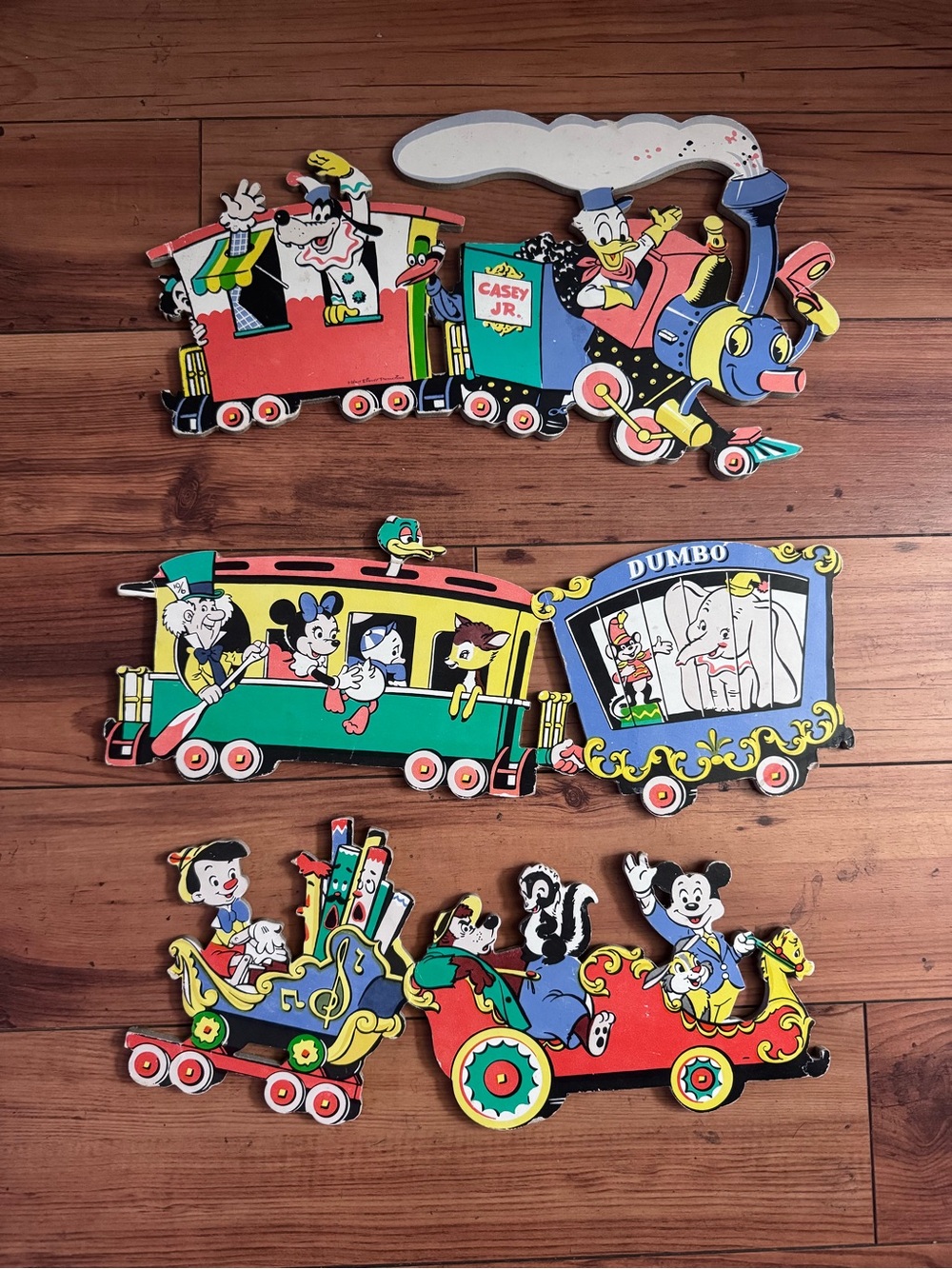 Disney Circus Train Wall Puzzle Art - Red, Blue, Yellow, Green, Black
